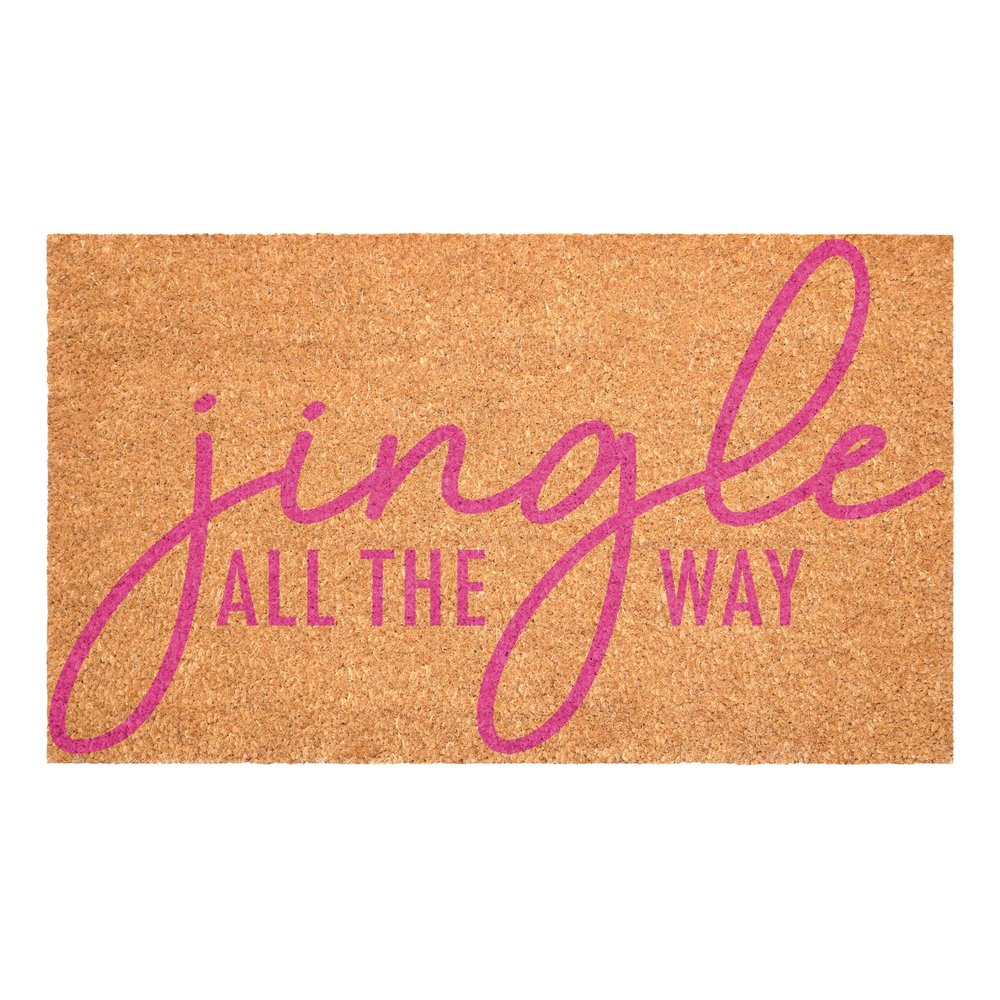 17" X 29" Brown And Pink Christmas Outdoor Coir Door Mat HomeRoots