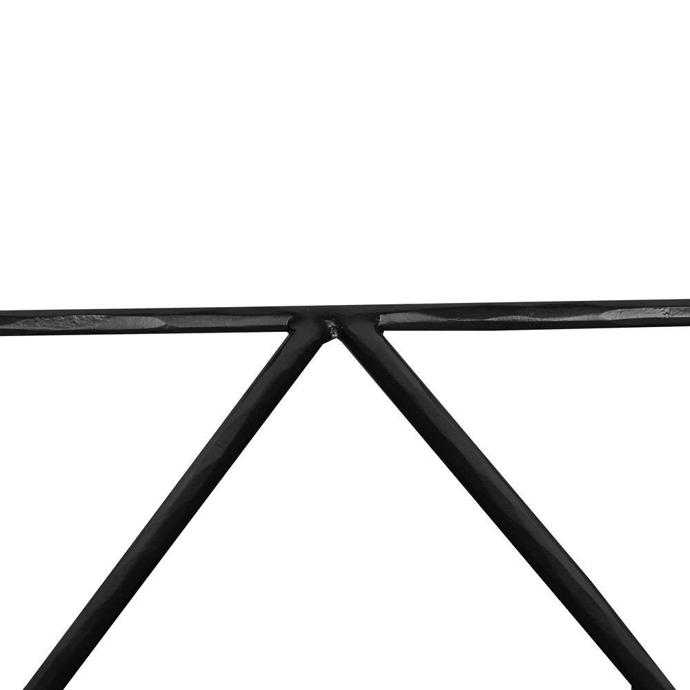 36" White and Black Genuine Marble and Iron Half Moon Console Table HomeRoots