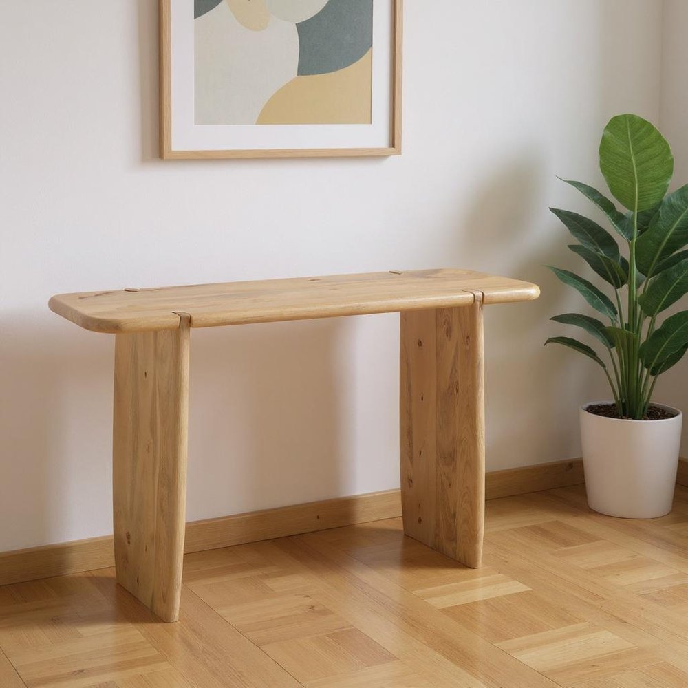 52" Natural Solid Wood Solid Console Table HomeRoots
