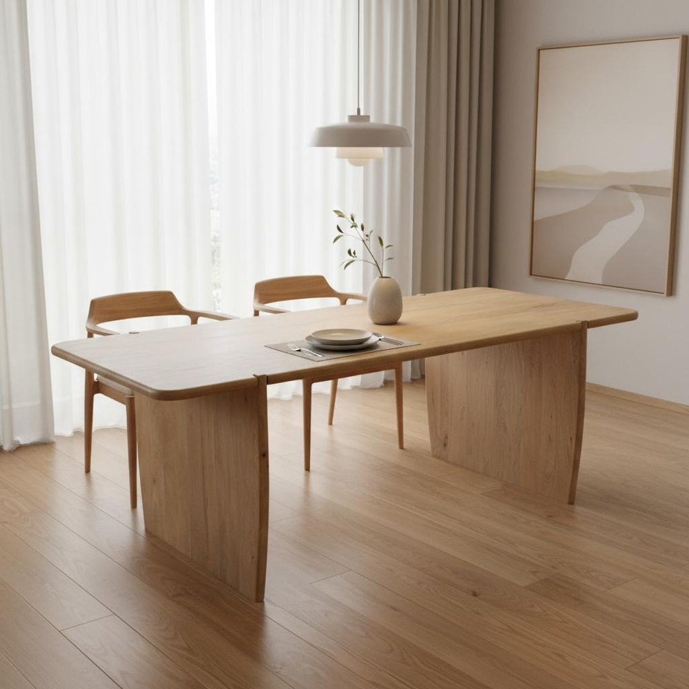 80" Natural Wood Double Pedestal Base Dining Table HomeRoots