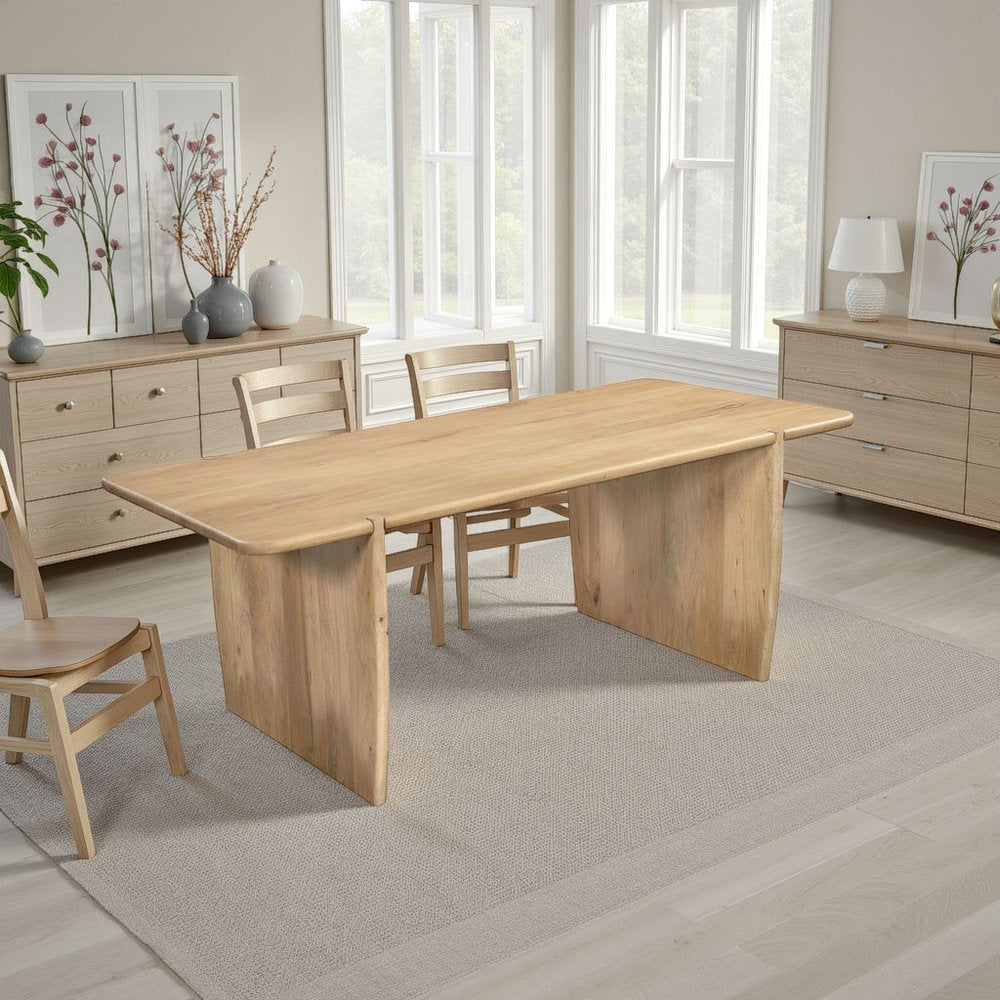 80" Natural Wood Double Pedestal Base Dining Table HomeRoots