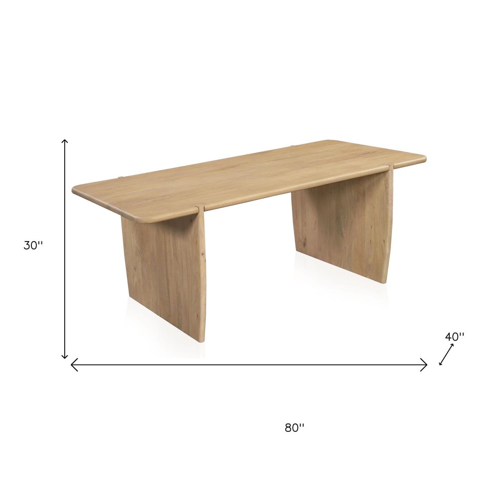 80" Natural Wood Double Pedestal Base Dining Table HomeRoots