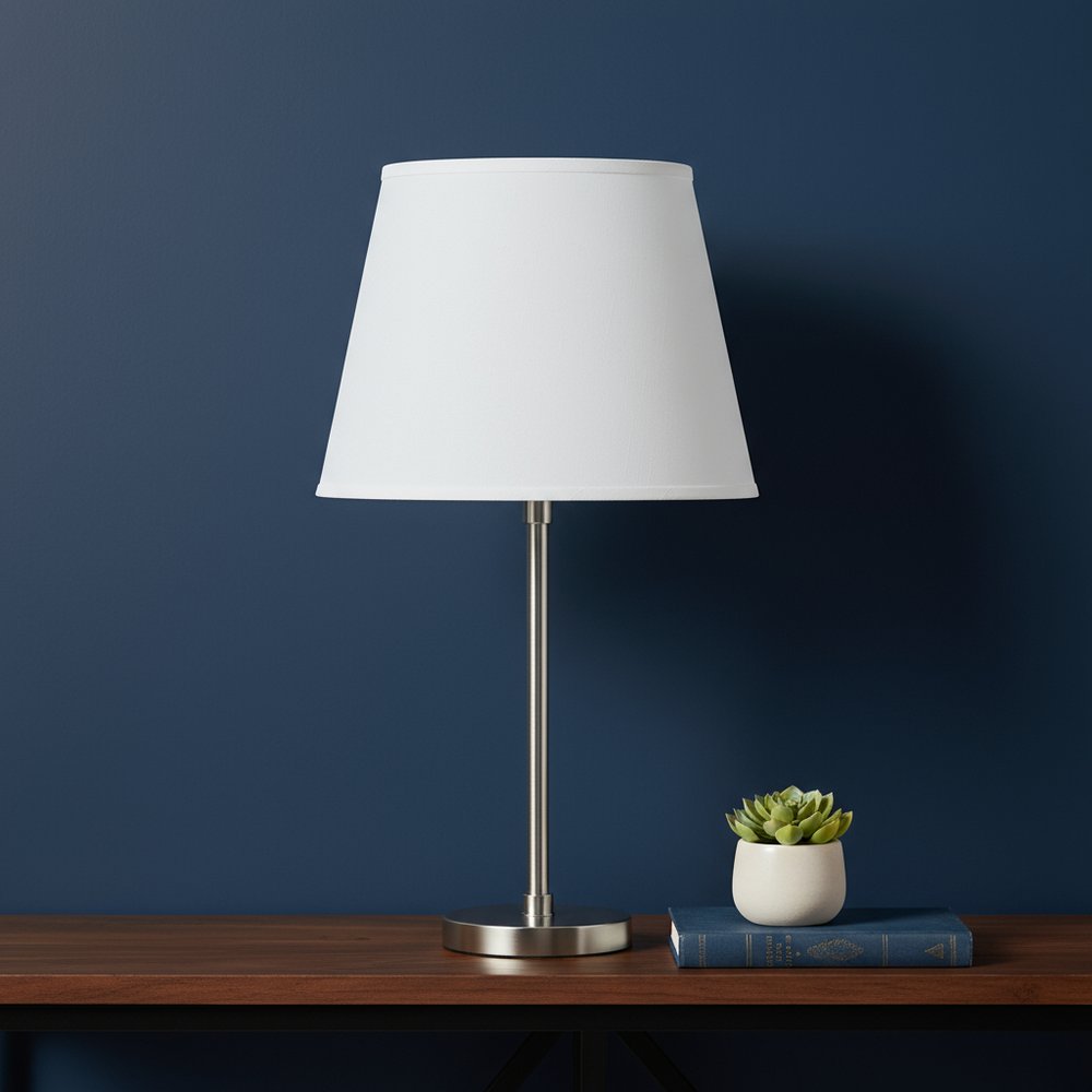 White Faux Silk Plain Drum Lamp Shade HomeRoots