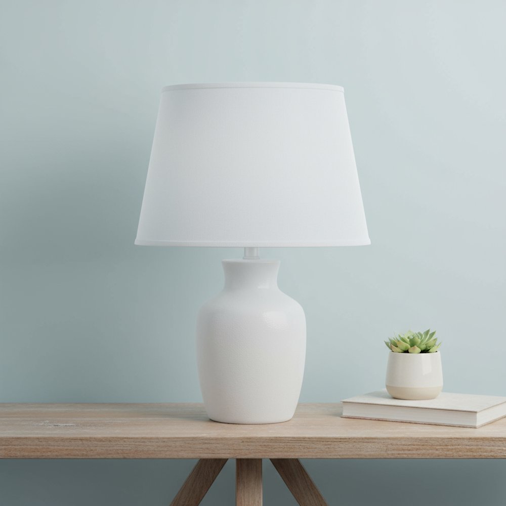 White Faux Silk Plain Drum Lamp Shade HomeRoots
