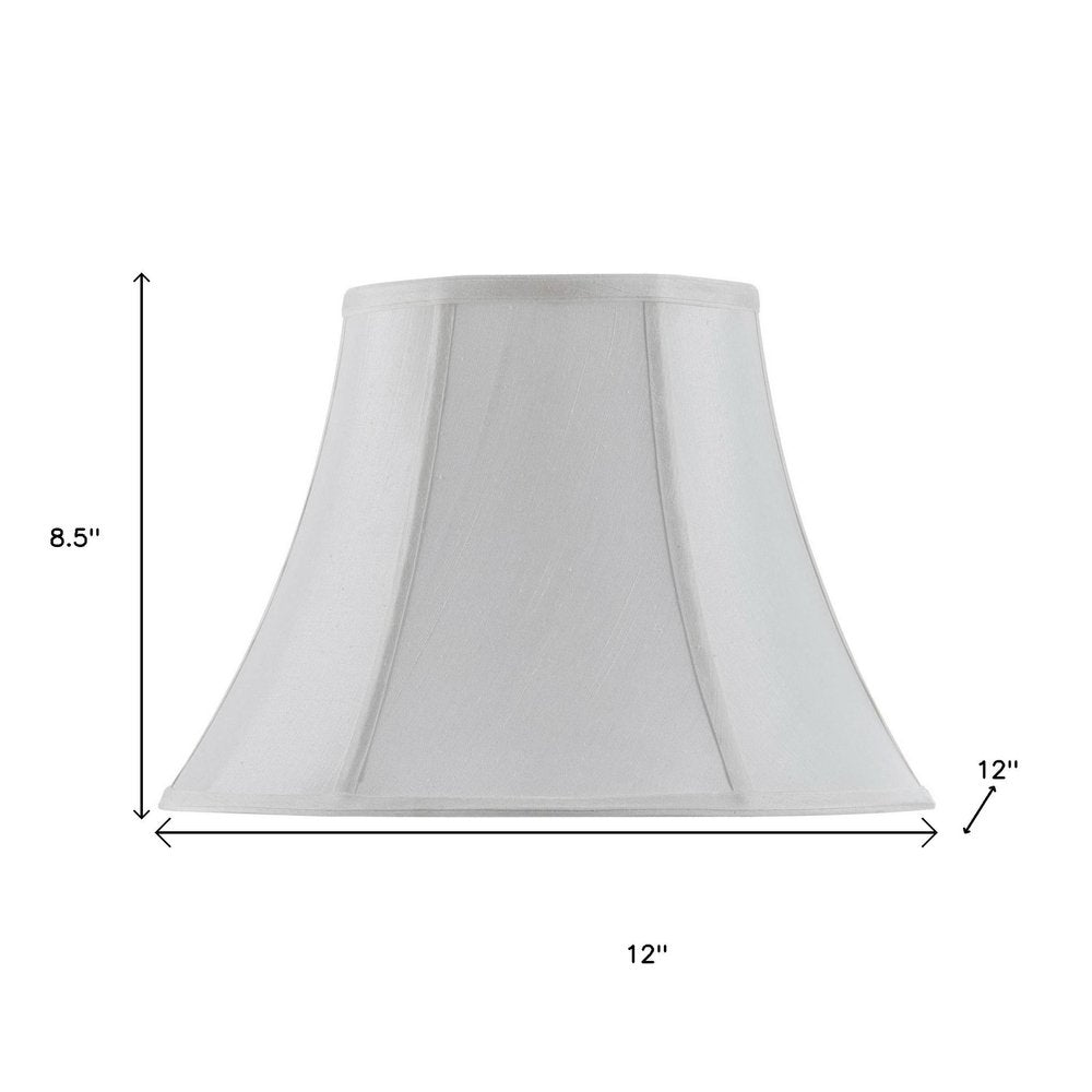 White Linen Piped Bell Lamp Shade HomeRoots