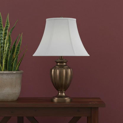 White Linen Piped Bell Lamp Shade HomeRoots