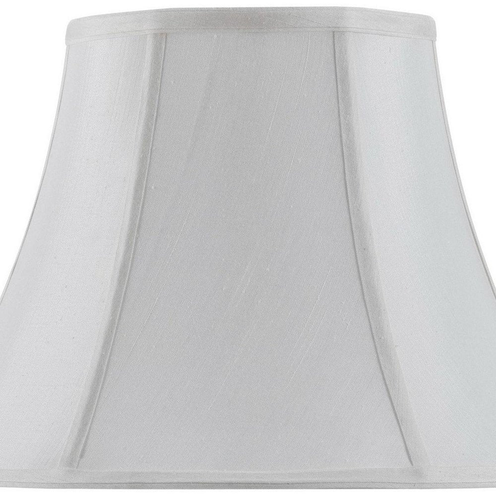 White Linen Piped Bell Lamp Shade HomeRoots