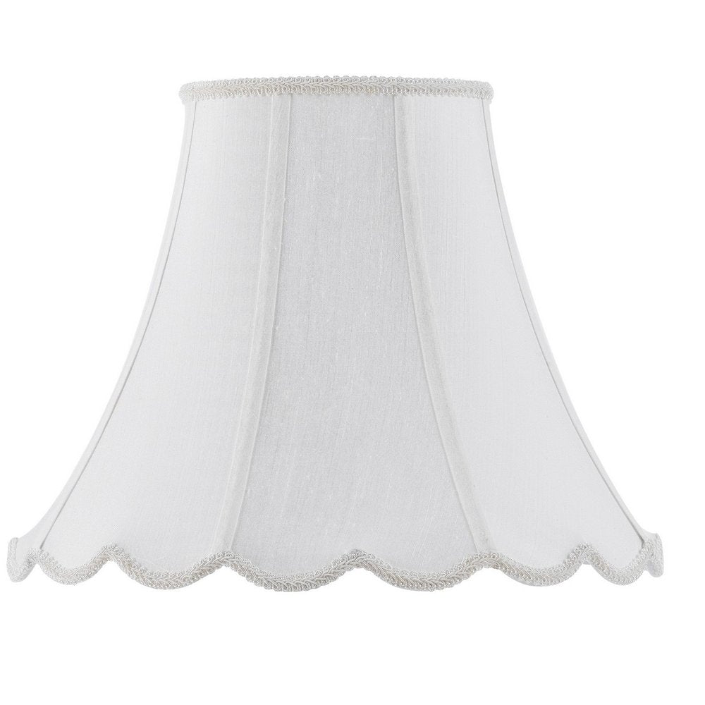 White Linen Piped Bell Lamp Shade HomeRoots