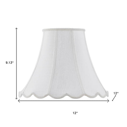 White Linen Piped Bell Lamp Shade HomeRoots