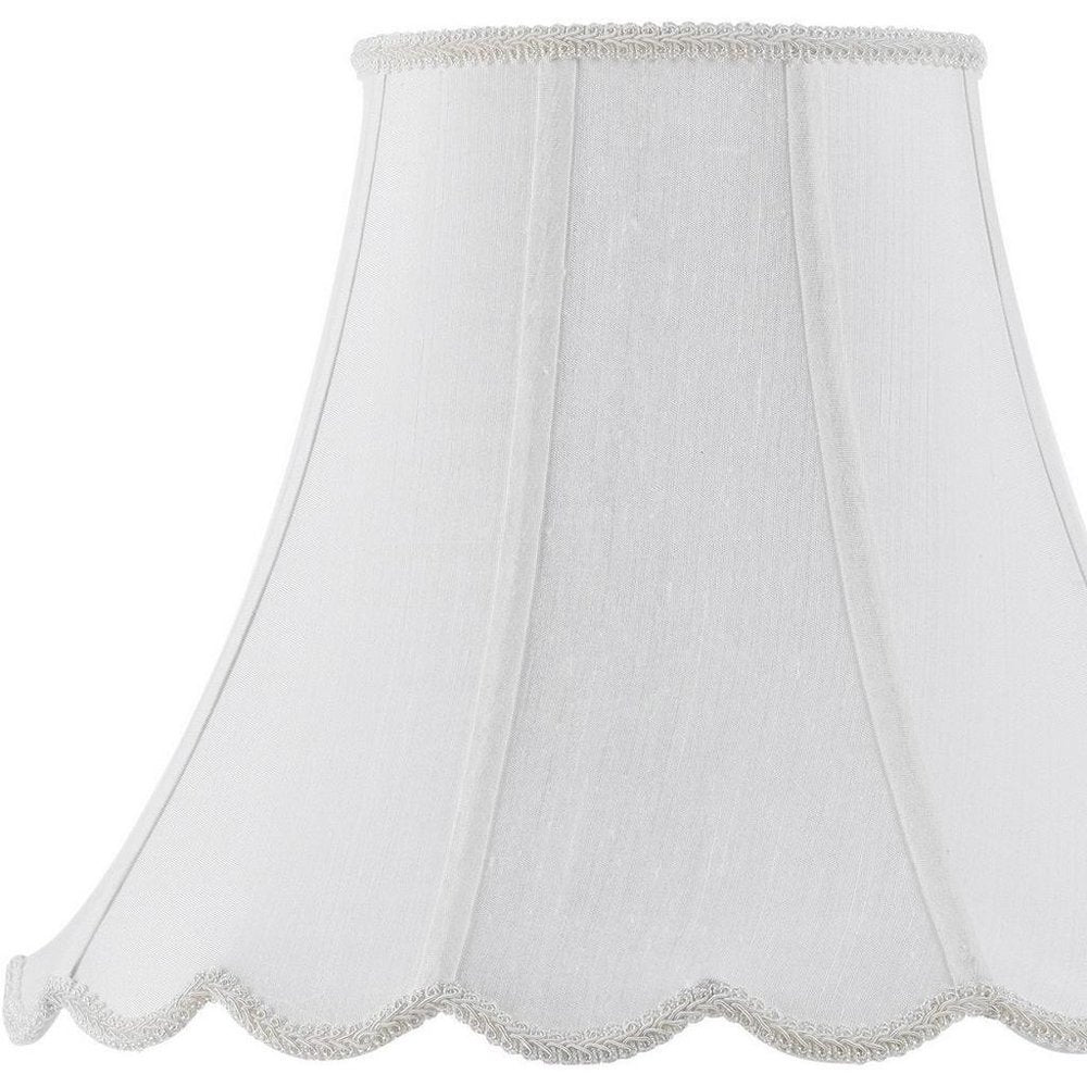 White Linen Piped Bell Lamp Shade HomeRoots