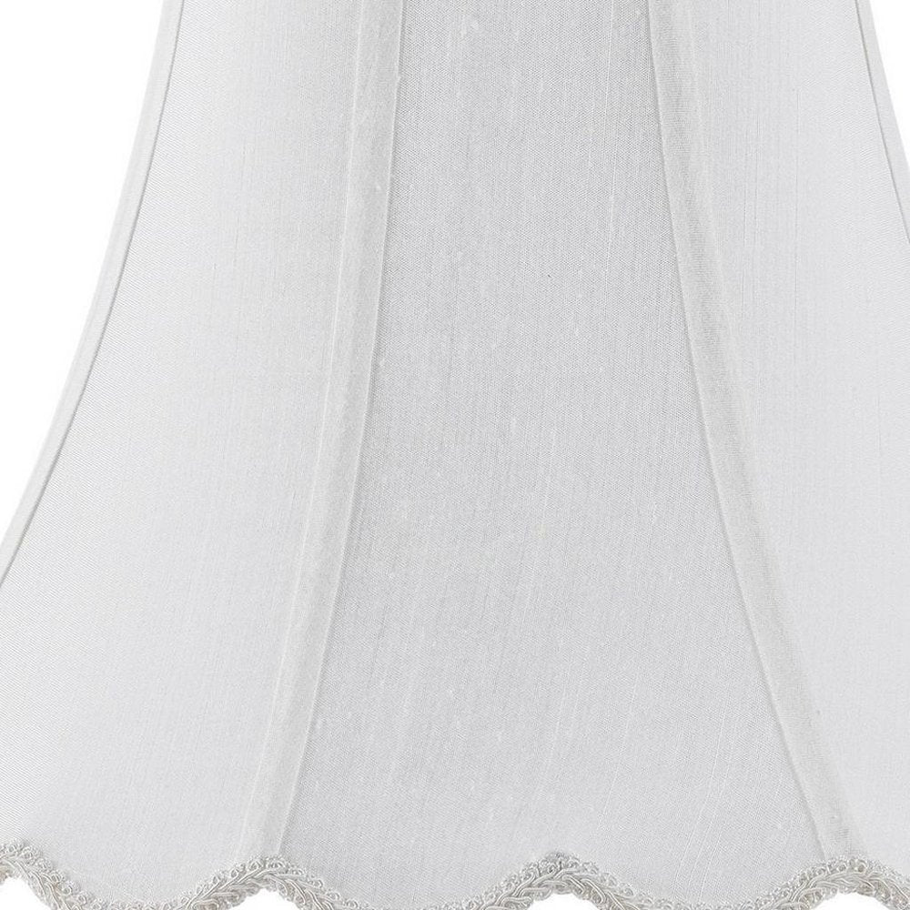 White Linen Piped Bell Lamp Shade HomeRoots