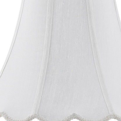 White Linen Piped Bell Lamp Shade HomeRoots