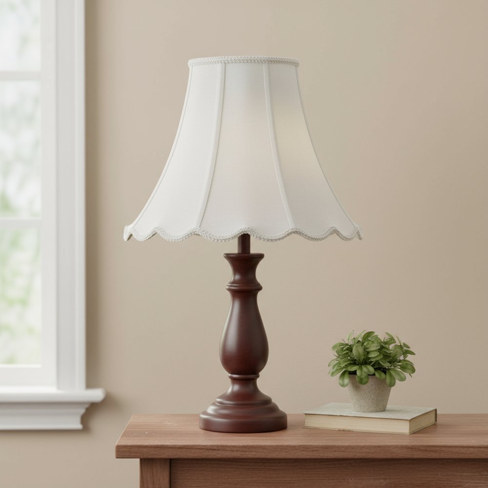 White Linen Piped Bell Lamp Shade HomeRoots