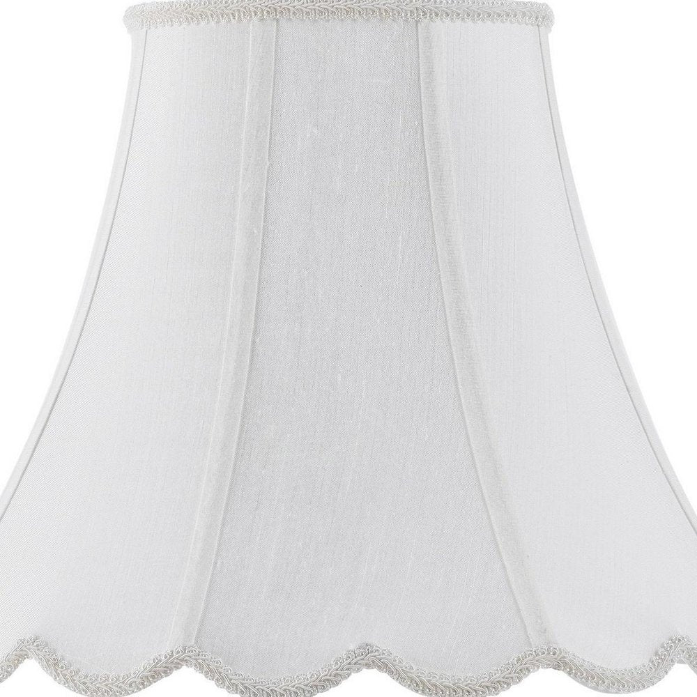 White Linen Piped Bell Lamp Shade HomeRoots