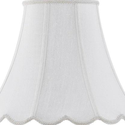 White Linen Piped Bell Lamp Shade HomeRoots