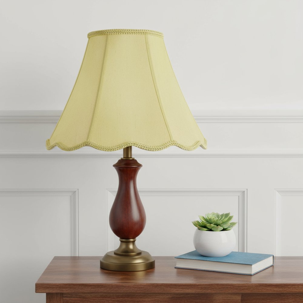 Champagne Gold Linen Piped Bell Lamp Shade HomeRoots
