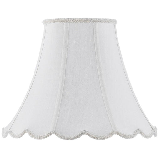 White Linen Piped Bell Lamp Shade HomeRoots