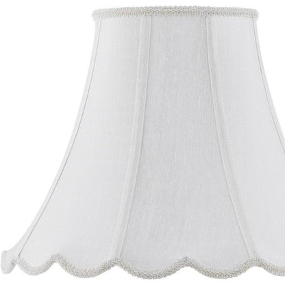 White Linen Piped Bell Lamp Shade HomeRoots