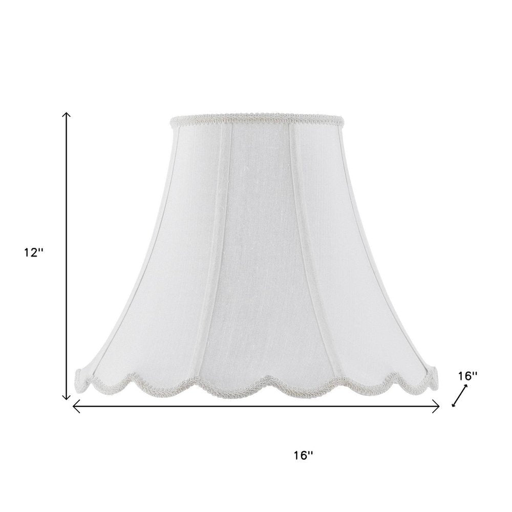 White Linen Piped Bell Lamp Shade HomeRoots