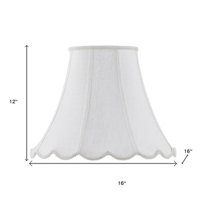 White Linen Piped Bell Lamp Shade HomeRoots