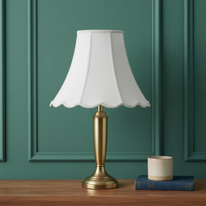 White Linen Piped Bell Lamp Shade HomeRoots