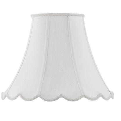 White Linen Piped Bell Lamp Shade HomeRoots
