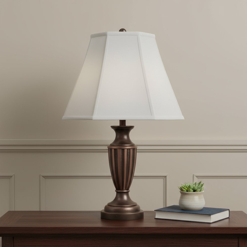 White Linen Piped Empire Lamp Shade HomeRoots
