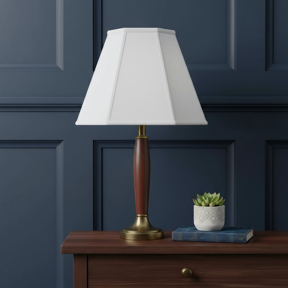 White Linen Piped Empire Lamp Shade HomeRoots