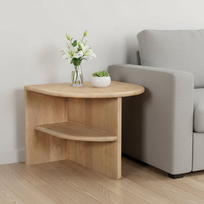 22" Natural Solid Wood Block End Table With Shelf HomeRoots