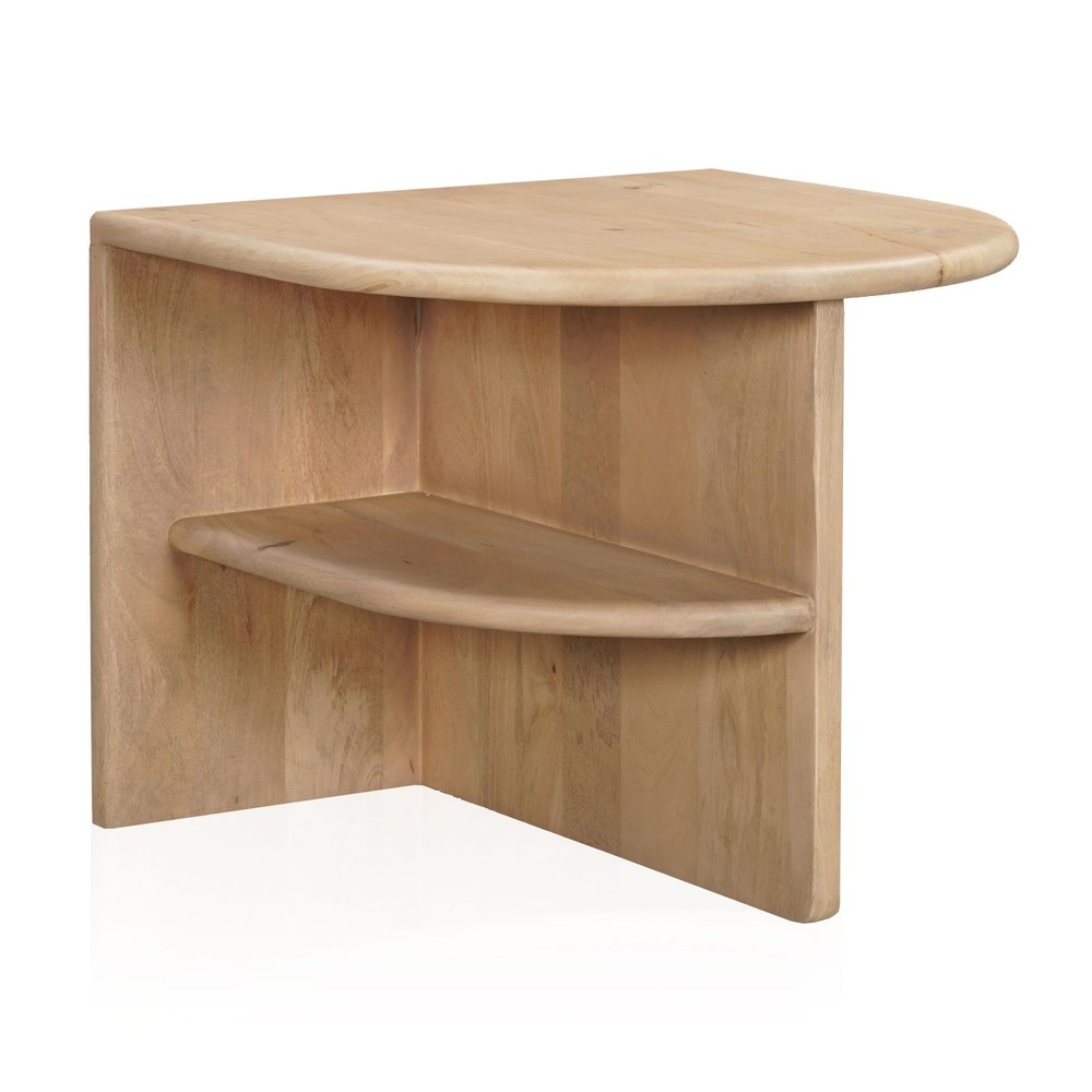 22" Natural Solid Wood Block End Table With Shelf HomeRoots