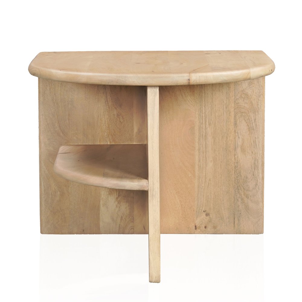 22" Natural Solid Wood Block End Table With Shelf HomeRoots