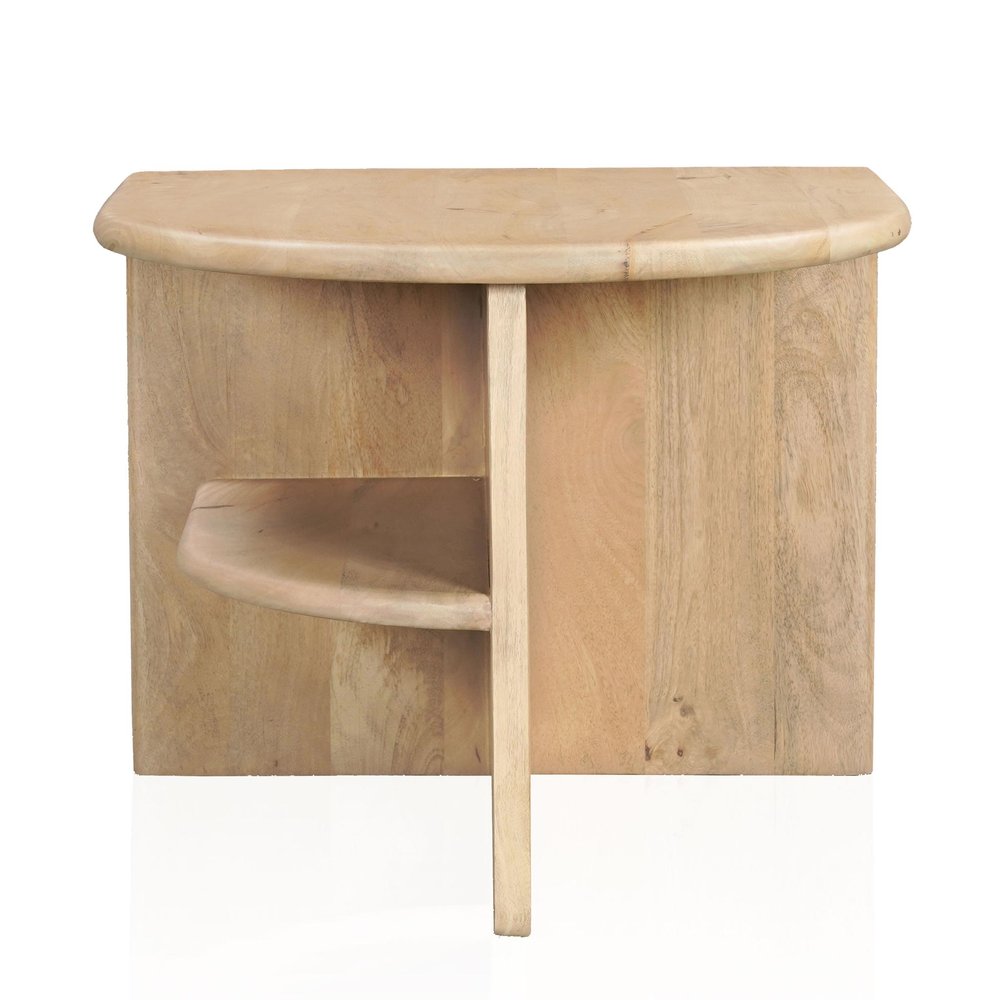 22" Natural Solid Wood Block End Table With Shelf HomeRoots