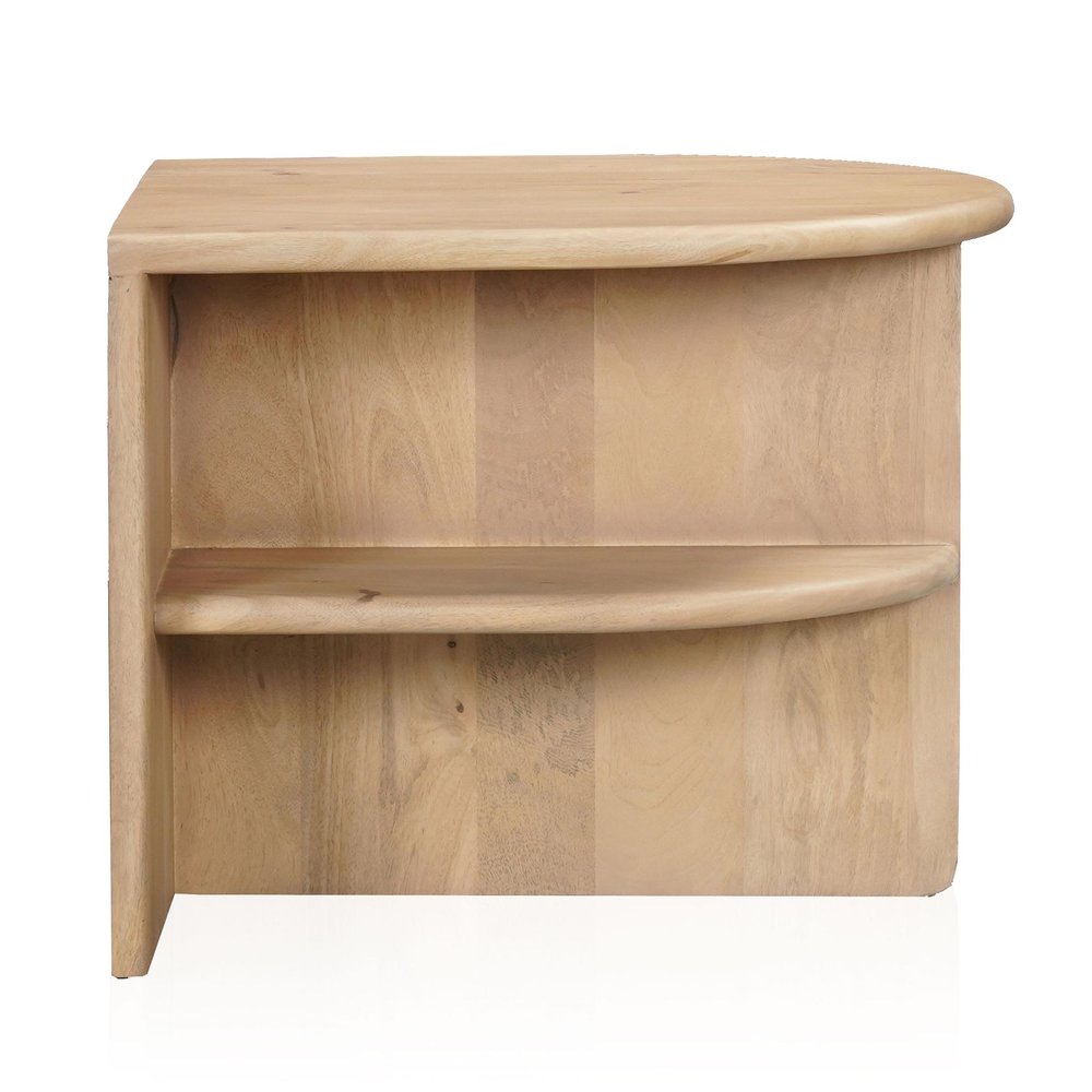 22" Natural Solid Wood Block End Table With Shelf HomeRoots