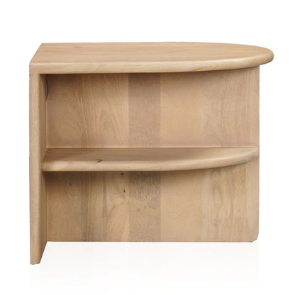 22" Natural Solid Wood Block End Table With Shelf HomeRoots