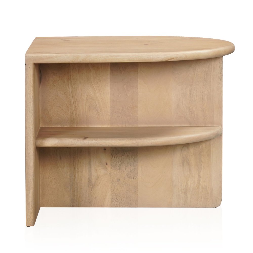 22" Natural Solid Wood Block End Table With Shelf HomeRoots