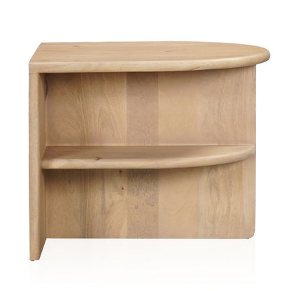 22" Natural Solid Wood Block End Table With Shelf HomeRoots