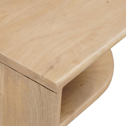 22" Natural Solid Wood Block End Table With Shelf HomeRoots