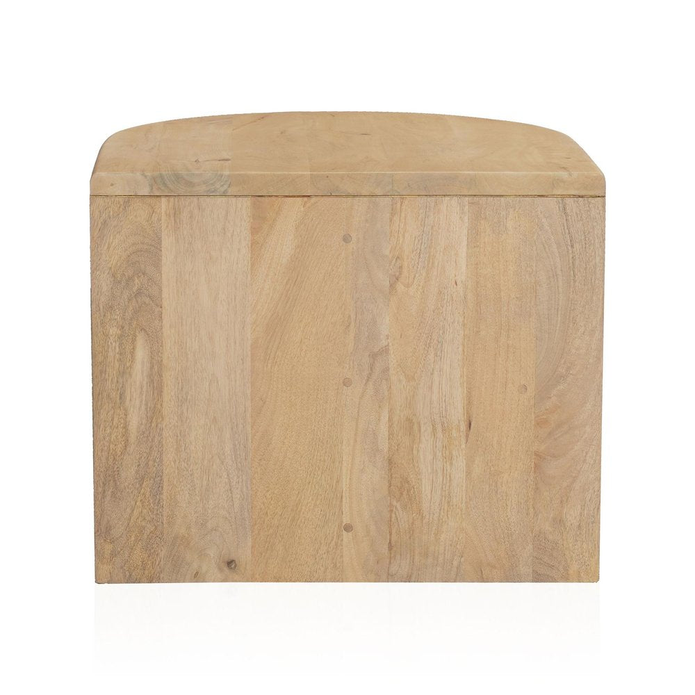 22" Natural Solid Wood Block End Table With Shelf HomeRoots