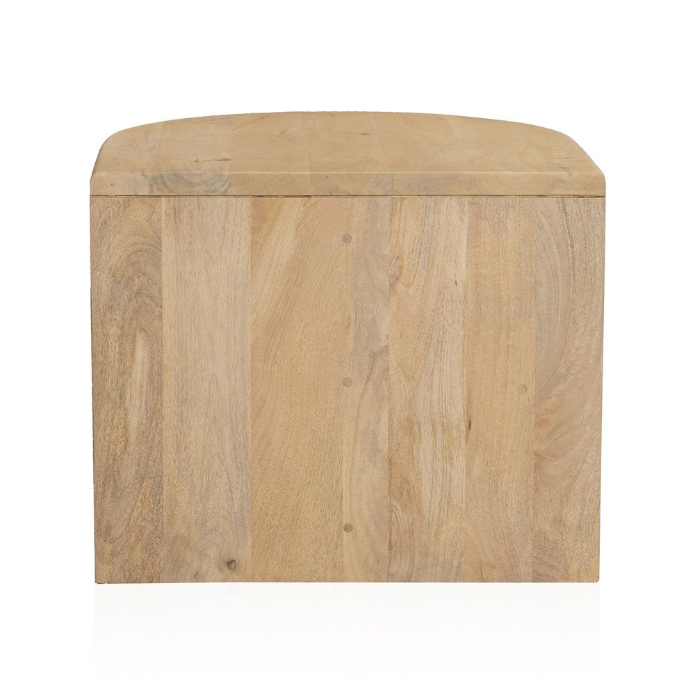 22" Natural Solid Wood Block End Table With Shelf HomeRoots