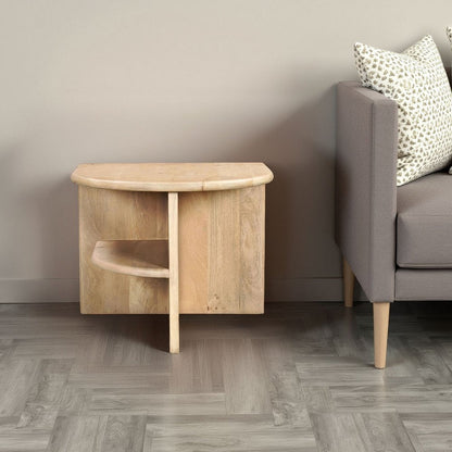 22" Natural Solid Wood Block End Table With Shelf HomeRoots