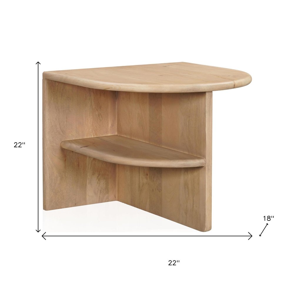 22" Natural Solid Wood Block End Table With Shelf HomeRoots