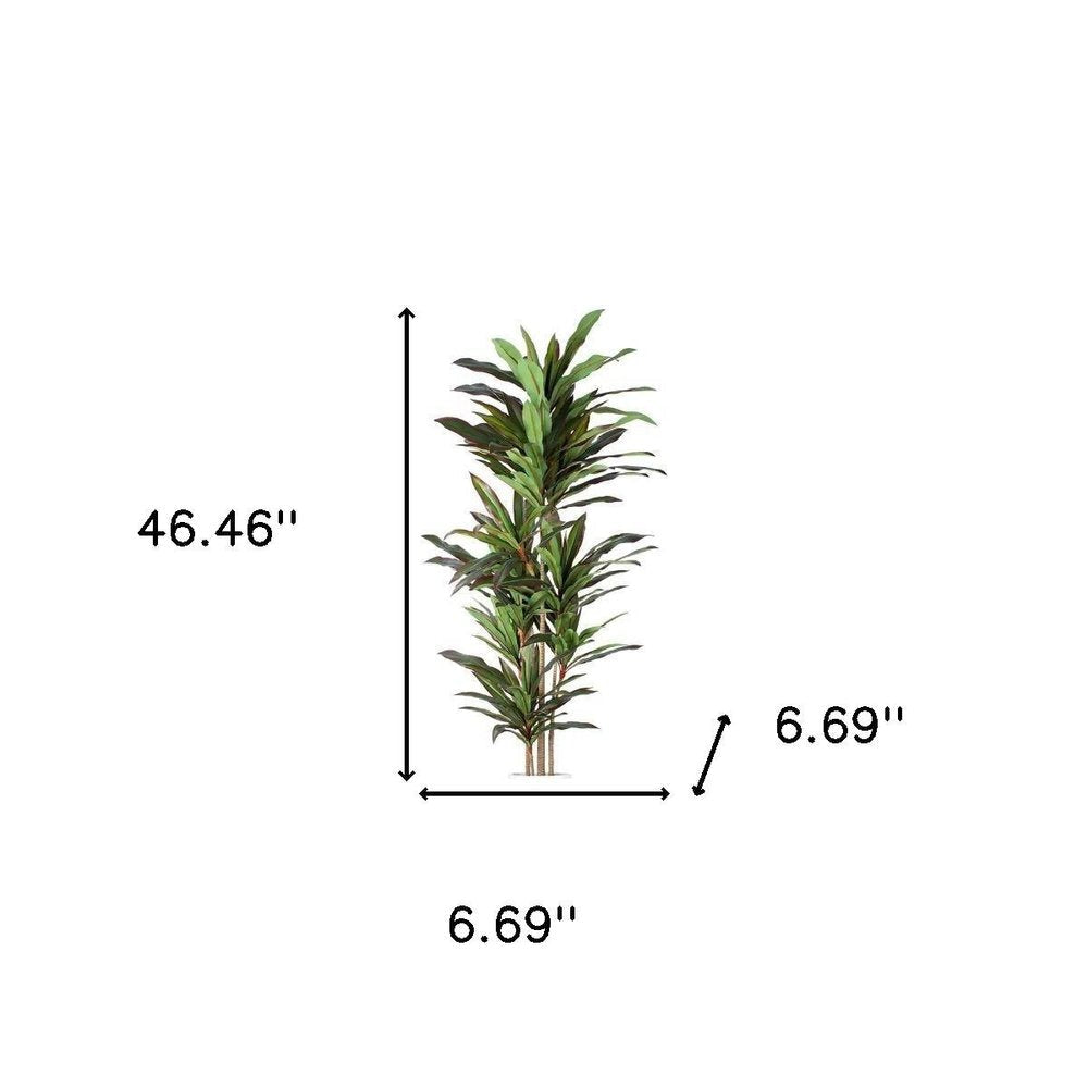 7" Green Artificial Dracaena In Cylindrical Black Cement Pot HomeRoots