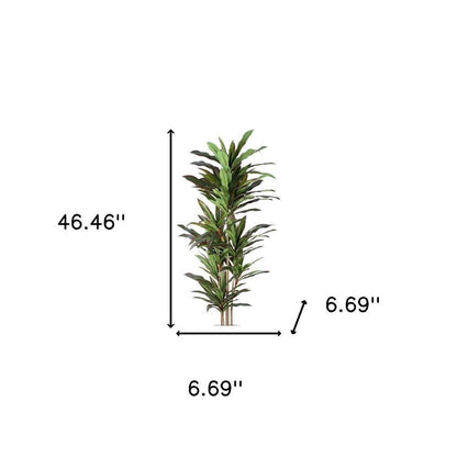 7" Green Artificial Dracaena In Cylindrical Black Cement Pot HomeRoots