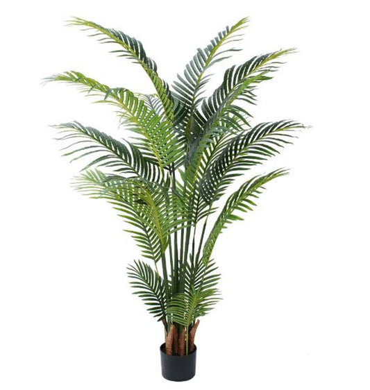 59" Green Artificial Palm Tree In Cylindrical Black Cement Pot HomeRoots