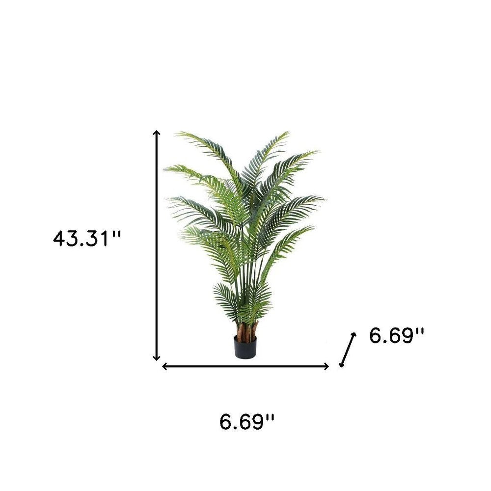 59" Green Artificial Palm Tree In Cylindrical Black Cement Pot HomeRoots