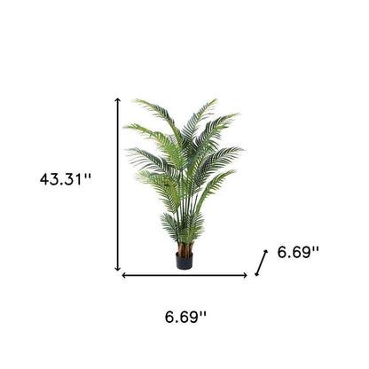 59" Green Artificial Palm Tree In Cylindrical Black Cement Pot HomeRoots