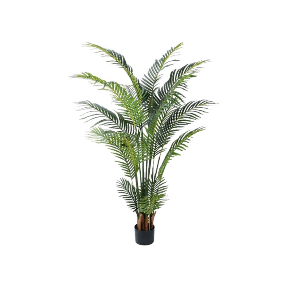 59" Green Artificial Palm Tree In Cylindrical Black Cement Pot HomeRoots