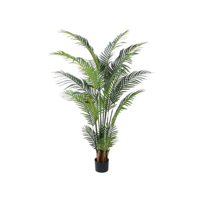 59" Green Artificial Palm Tree In Cylindrical Black Cement Pot HomeRoots
