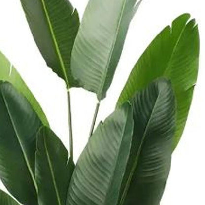 63" Green Artificial Banana Leaf Tree In Cylindrical Black Cement Pot HomeRoots