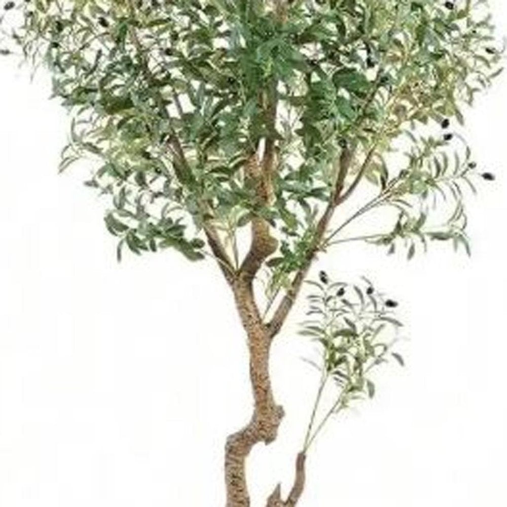 87" Green Artificial Olive Tree In Cylindrical Black Cement Pot HomeRoots